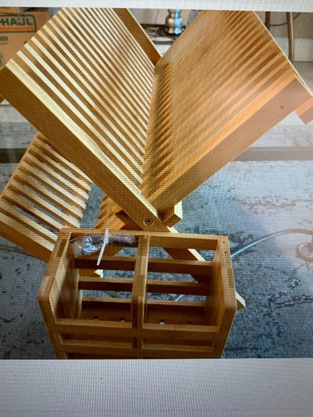 BAMBOO NDISH DRYING RACK W/ UTENSIL HOLDER NWT